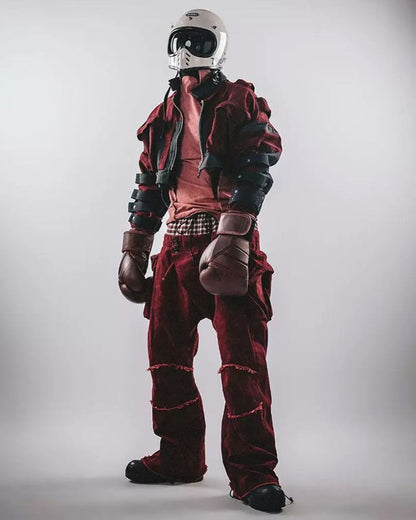 Veste de Boxe Rouge Écrasante -  style athlétique - Veste de Boxe Rouge Angora Confortable et Élégante