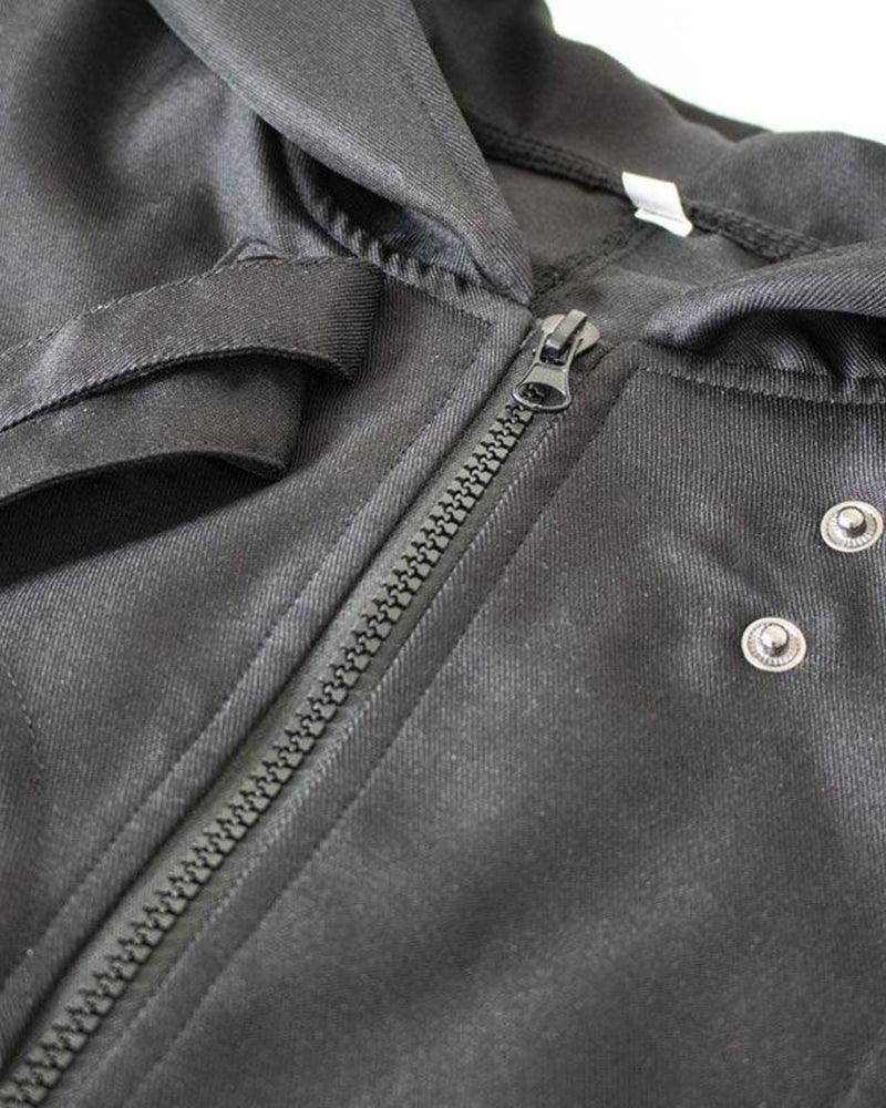 Veste de Cosplay Chic avec Ruban Noir -  veste à capuche élégante - Veste de Cosplay Chic avec Ruban Noir pour un Style Unique