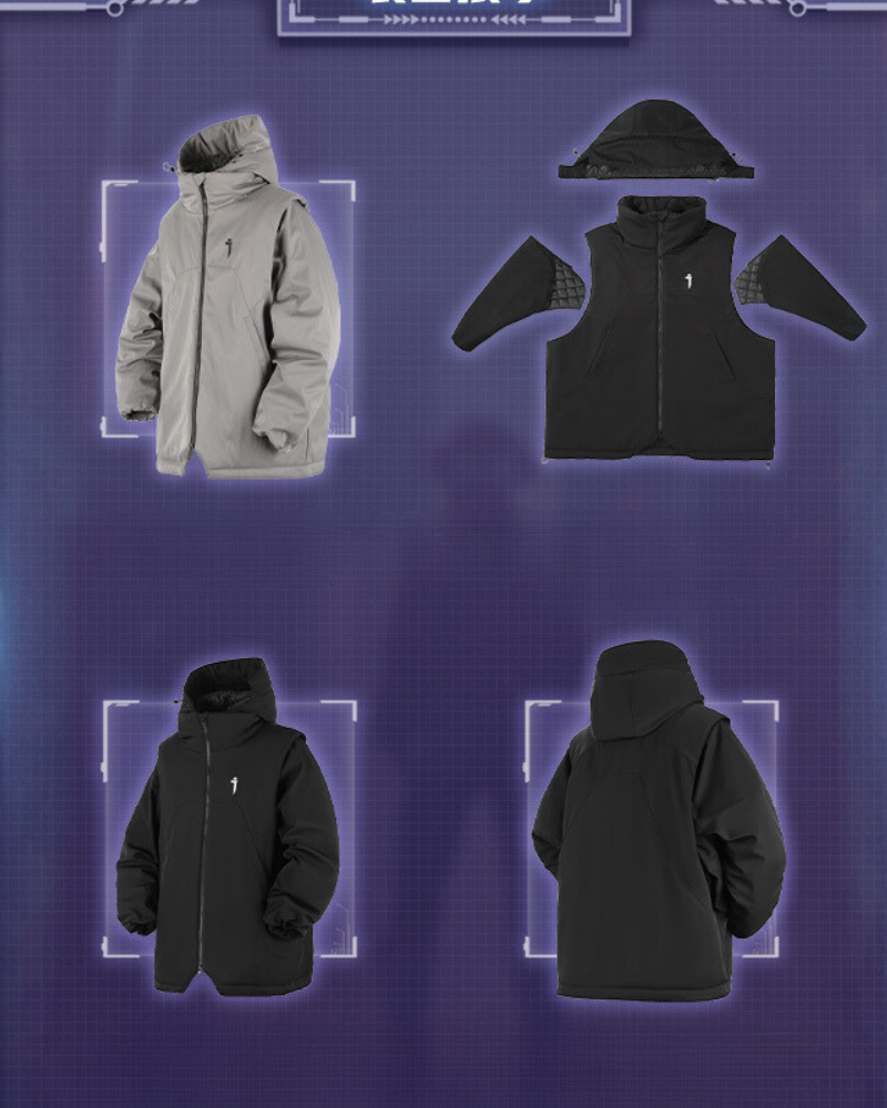 Veste d'Hiver Polyvalente avec Manches -  veste noire - Veste d'Hiver Polyvalente avec Manches Amovibles