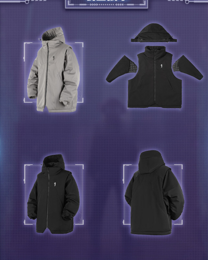 Veste d'Hiver Polyvalente avec Manches -  veste noire - Veste d'Hiver Polyvalente avec Manches Amovibles