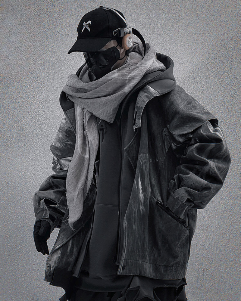 Veste Duo Distressée Chic -  polyester - Veste chic techwear distressée pour un look contemporain