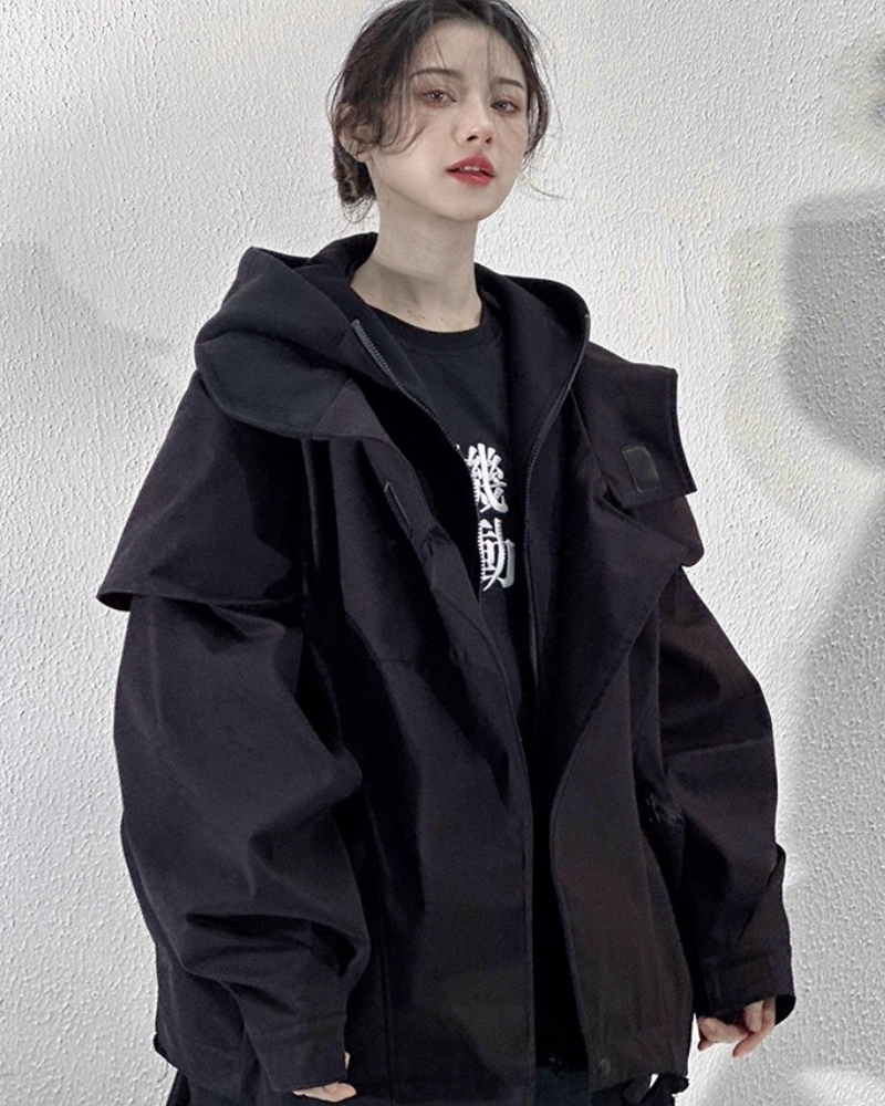 Veste Duo Distressée Chic - veste chic en polyester - Veste chic techwear distressée pour un look contemporain