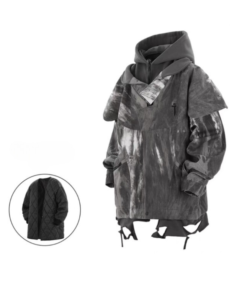 Veste Duo Distressée Chic - veste - Veste chic techwear distressée pour un look contemporain