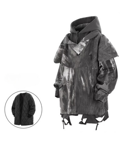 Veste Duo Distressée Chic - veste - Veste chic techwear distressée pour un look contemporain