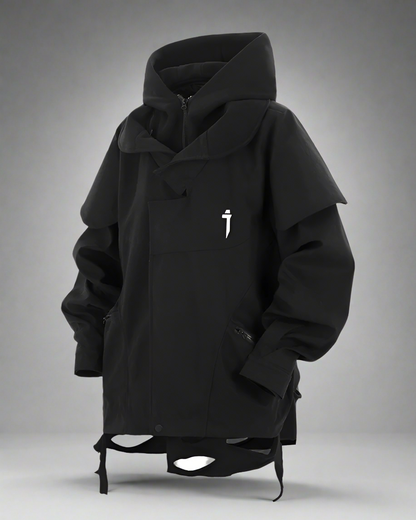 Veste Duo Distressée Chic -  veste noire et grise - Veste chic techwear distressée pour un look contemporain