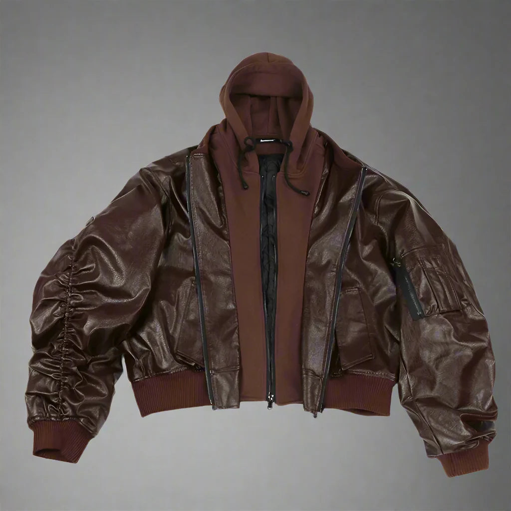 Veste en Cuir Opium - veste rétro - Veste en Cuir Streetwear Y2K pour un Style Unique