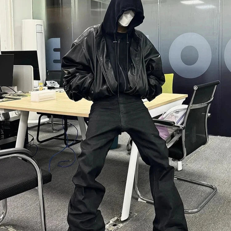 Veste en Cuir Opium -  tendances mode y2k - Veste en Cuir Streetwear Y2K pour un Style Unique