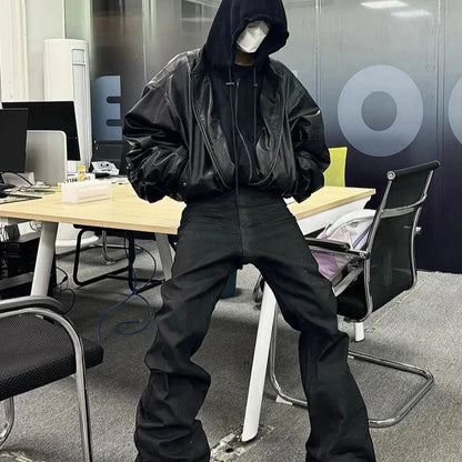 Veste en Cuir Opium -  tendances mode y2k - Veste en Cuir Streetwear Y2K pour un Style Unique