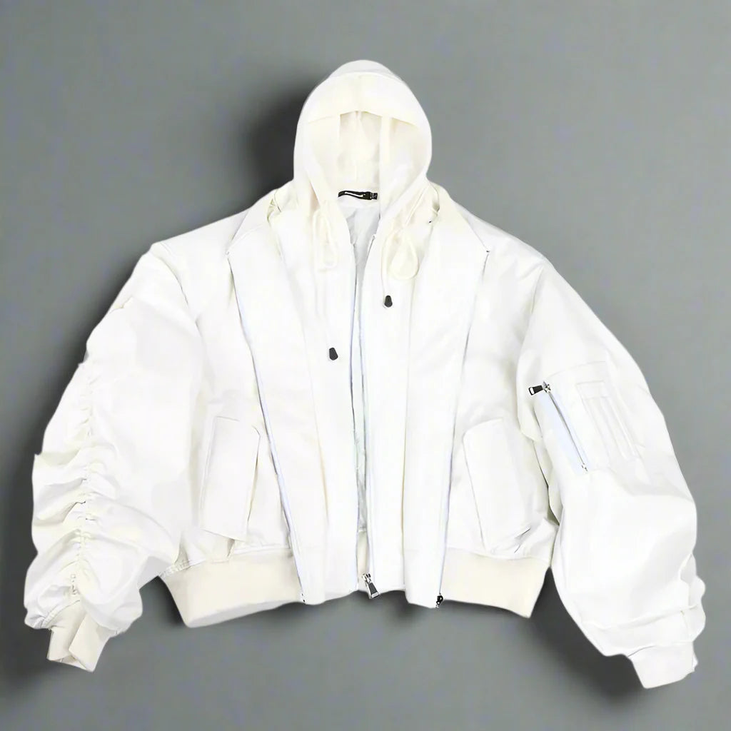 Veste en Cuir Opium -  look rétro - Veste en Cuir Streetwear Y2K pour un Style Unique