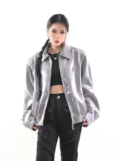 Veste en Cuir Y2K -  mode audacieuse - Veste en cuir Y2K : audace et style intemporel