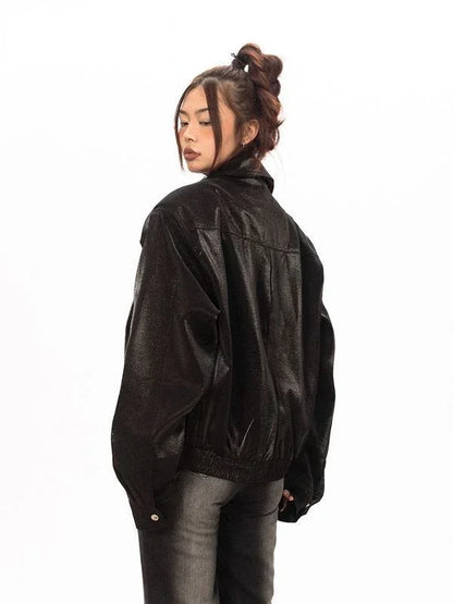 Veste en Cuir Y2K -  style grunge chic - Veste en cuir Y2K : audace et style intemporel