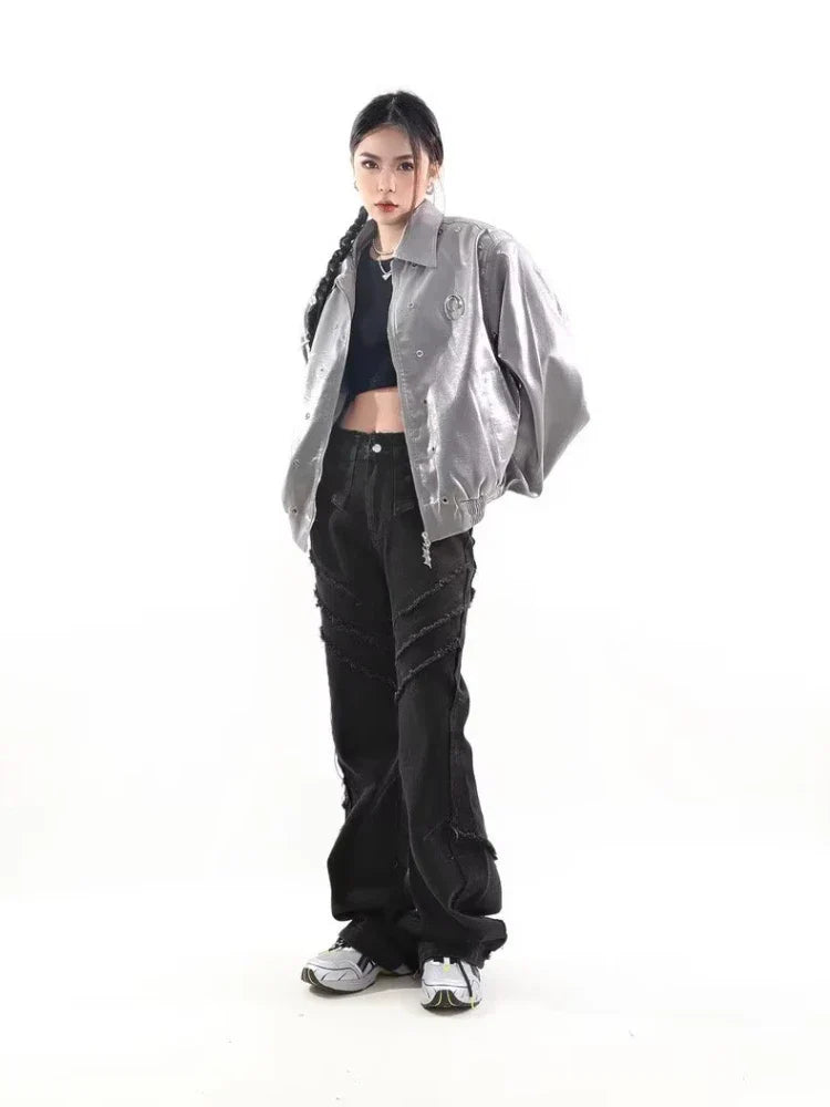 Veste en Cuir Y2K -  veste polyvalente - Veste en cuir Y2K : audace et style intemporel