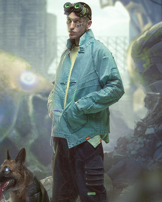 Veste en Jean Cyberpunk Audacieuse - veste en jean - Veste en Jean Cyberpunk Confortable et Unique