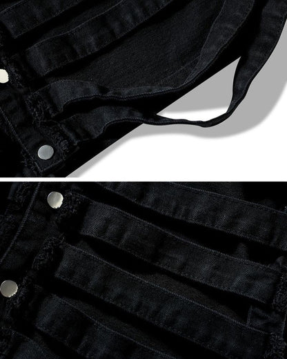 Veste en Jean Découpée Élégante - look élégant - Veste en Jean Découpée Élégante pour un Style Tendance