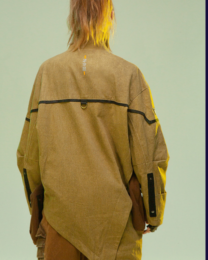 Veste Futuriste en Sable Asymétrique -  marron - Veste Futuriste en Sable pour un style unique