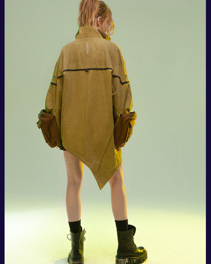 Veste Futuriste en Sable Asymétrique -  style futuriste - Veste Futuriste en Sable pour un style unique