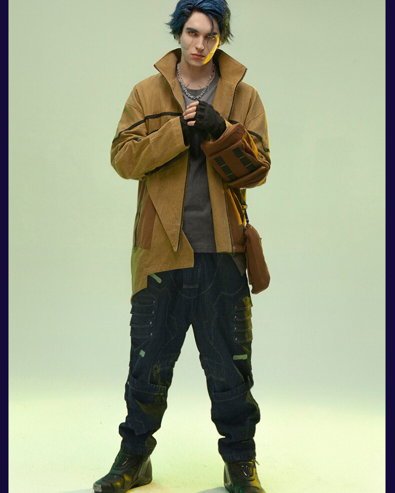 Veste Futuriste en Sable Asymétrique -  techwear - Veste Futuriste en Sable pour un style unique