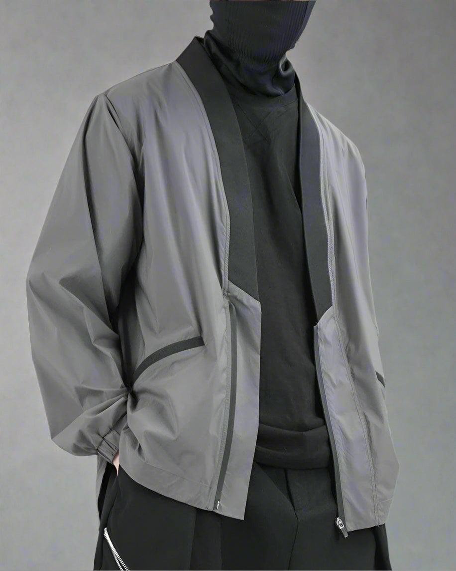 Veste Kimono Utility Avant-Garde -  mode avant-garde - Veste Kimono Utility gris au style avant-gardiste