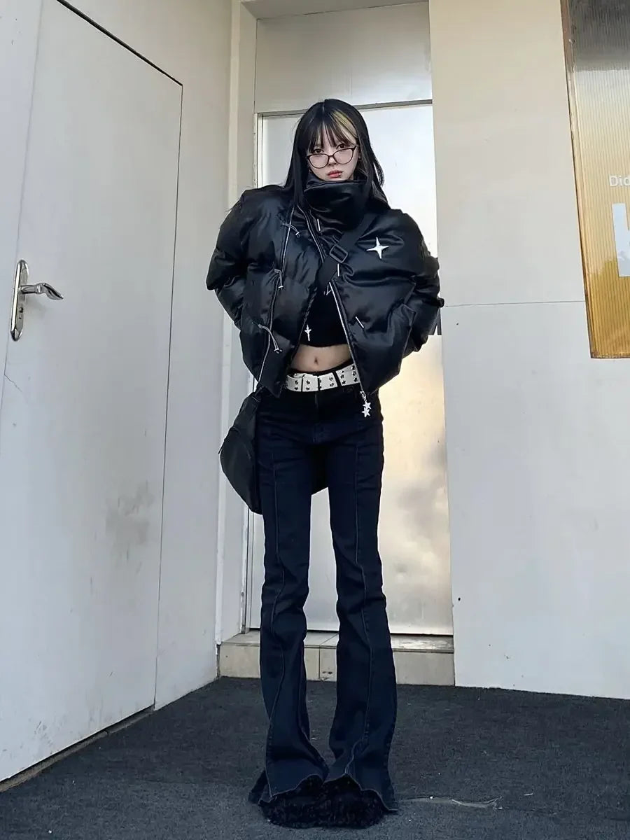 Veste Puffer Gothique -  mode décontractée - Veste Puffer Gothique : Élégance et Esprit Rebelle