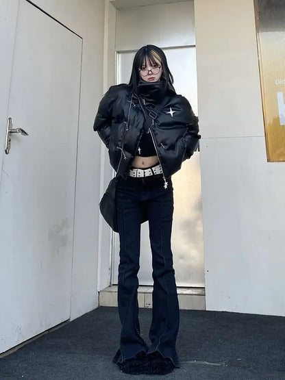 Veste Puffer Gothique -  mode décontractée - Veste Puffer Gothique : Élégance et Esprit Rebelle