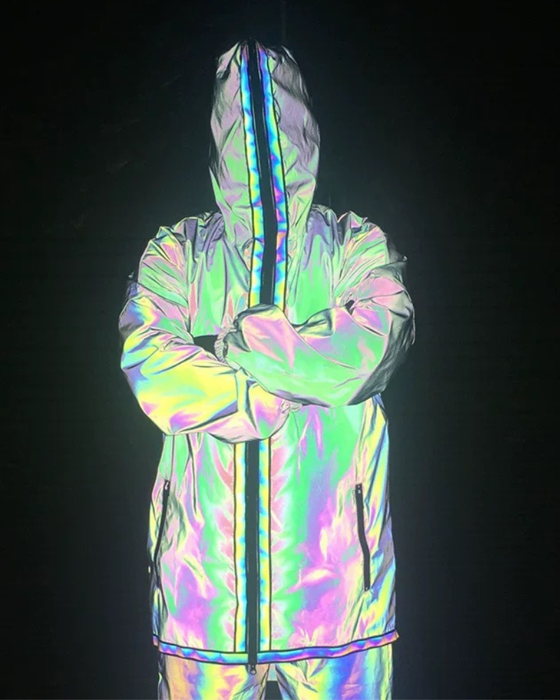 Veste Tech Réfléchissante Accrocheuse -  style urbain - Veste Techwear Réfléchissante pour un Style Urbain