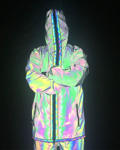 Veste Tech Réfléchissante Accrocheuse -  style urbain - Veste Techwear Réfléchissante pour un Style Urbain