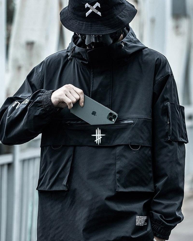 Veste Urbaine Élégante -  confortable - Veste Urbaine Élégante en Noir avec Poche Kangourou