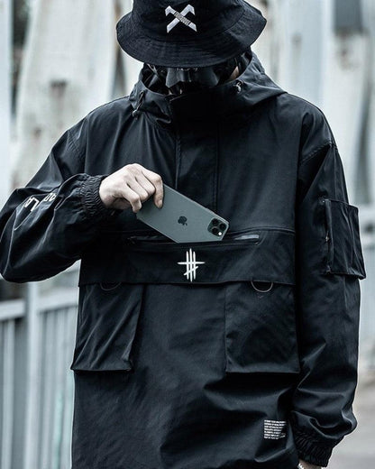 Veste Urbaine Élégante -  confortable - Veste Urbaine Élégante en Noir avec Poche Kangourou