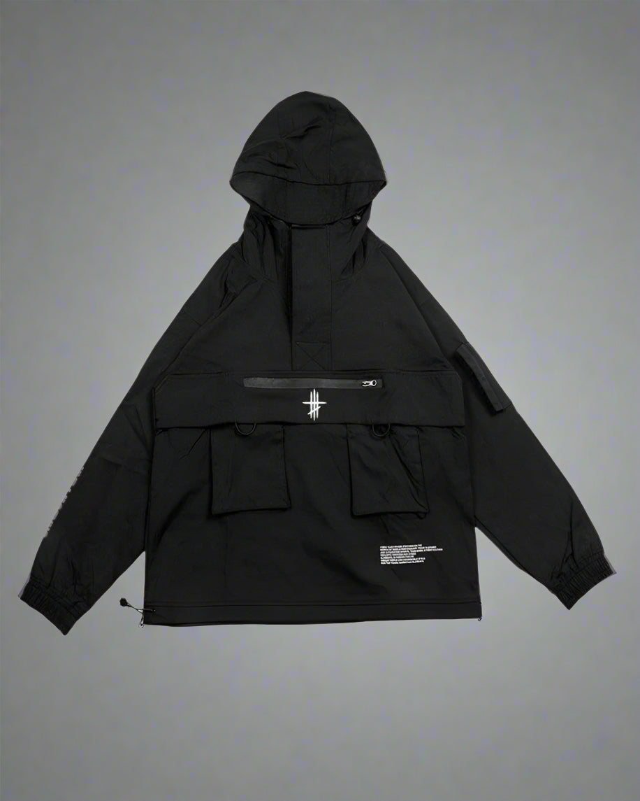 Veste Urbaine Élégante -  techwear - Veste Urbaine Élégante en Noir avec Poche Kangourou