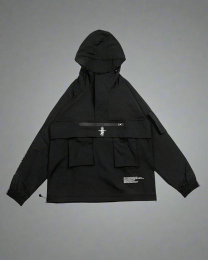 Veste Urbaine Élégante -  techwear - Veste Urbaine Élégante en Noir avec Poche Kangourou