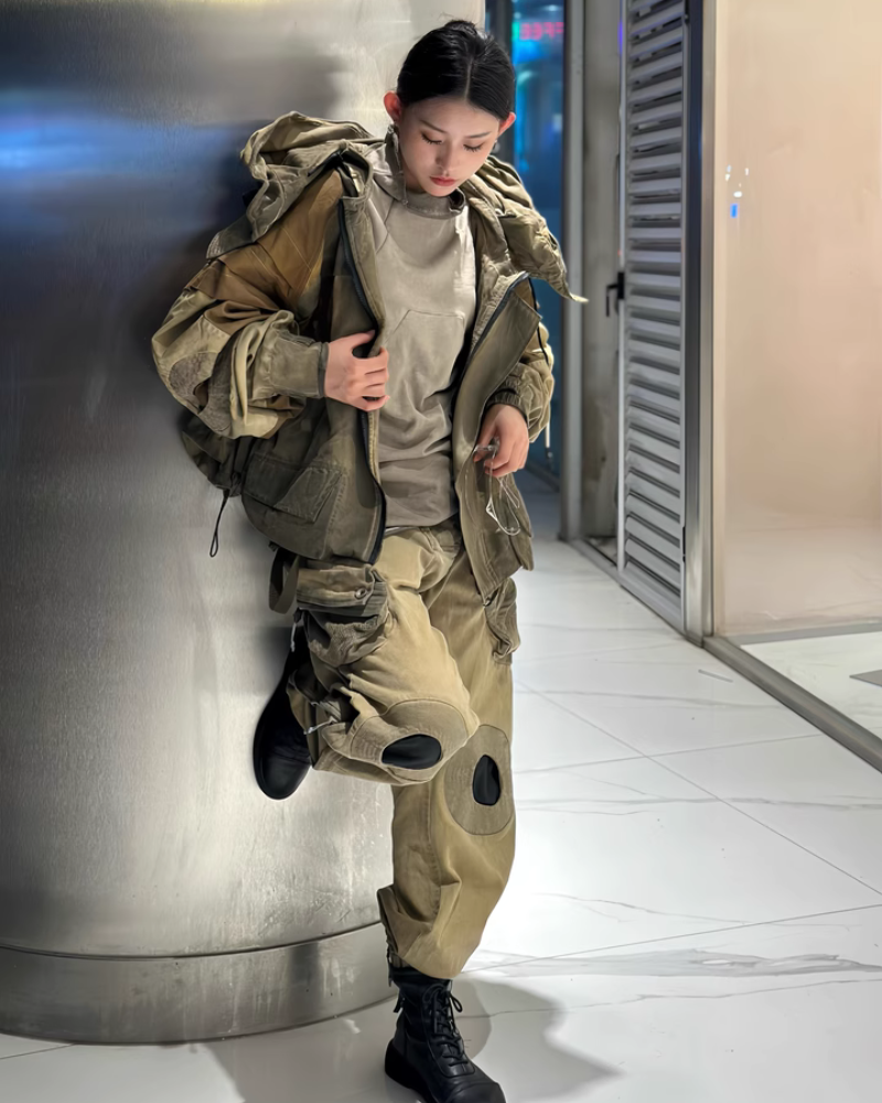 Veste Utilitaire Chic Lavée -  veste polyester - Veste Utilitaire Chic Lavée en Jaune Gingembre