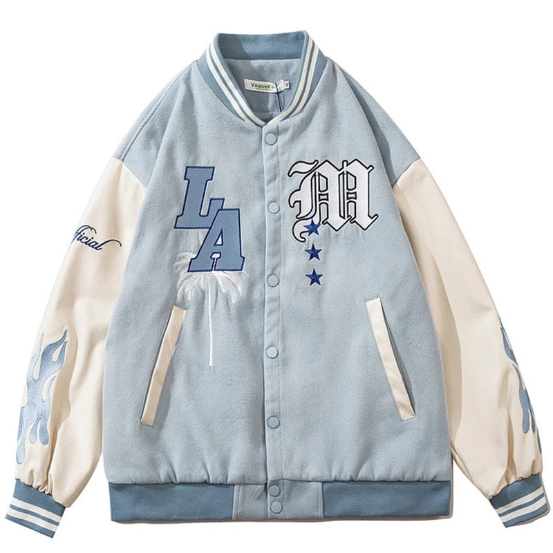 Veste Varsity Bleu Ciel -  bleu ciel - Veste Varsity Bleu Ciel pour un look casual et sporty