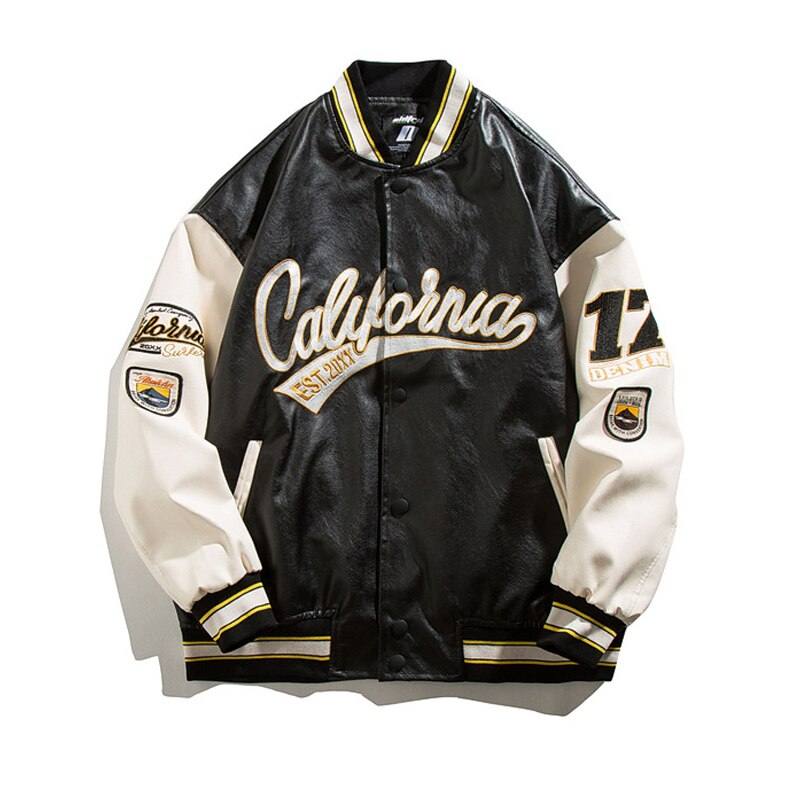 Veste varsity en cuir - style streetwear - Veste varsity en cuir pour un look streetwear intemporel