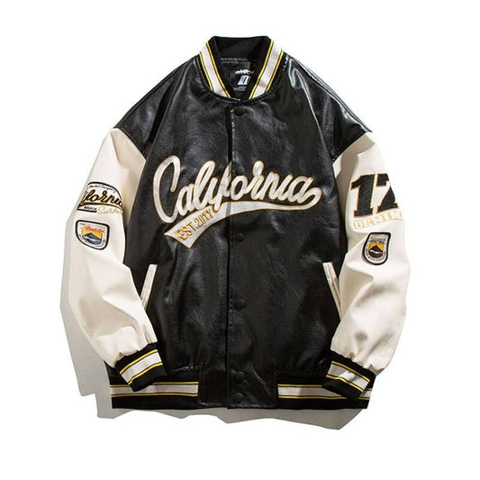 Veste varsity en cuir - style streetwear - Veste varsity en cuir pour un look streetwear intemporel