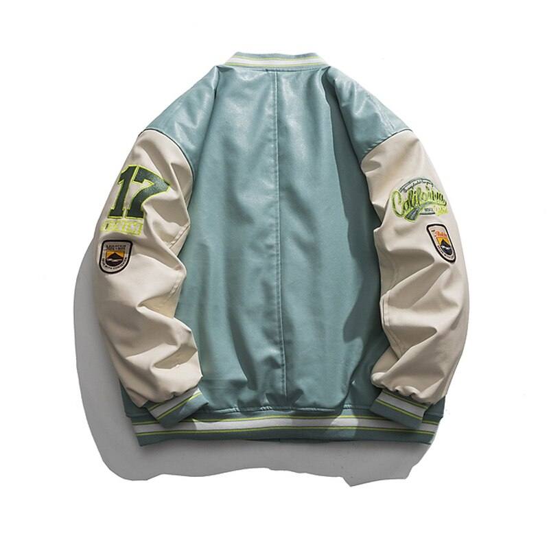Veste varsity en cuir -  veste cuir y2k - Veste varsity en cuir pour un look streetwear intemporel