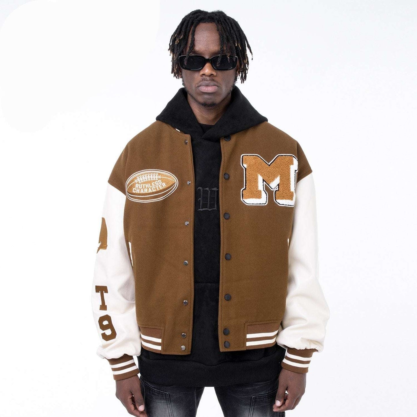 Veste varsity marron - style american varsity - Veste varsity marron unisexe pour un look streetwear