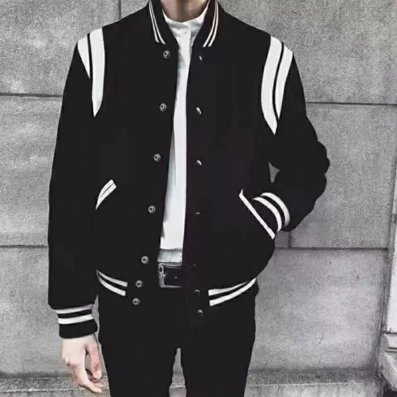 Veste Varsity Noir et Blanc -  mode année 2000 - Veste Varsity Noir et Blanc au style vintage