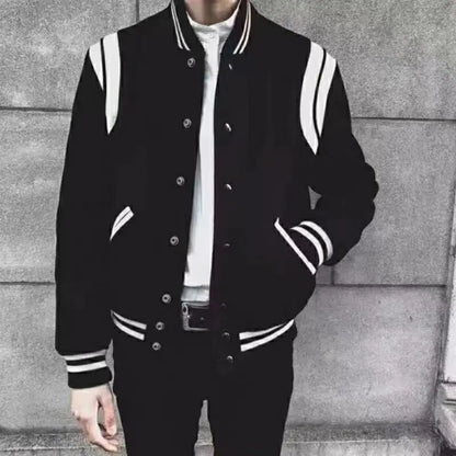 Veste Varsity Noir et Blanc -  mode année 2000 - Veste Varsity Noir et Blanc au style vintage