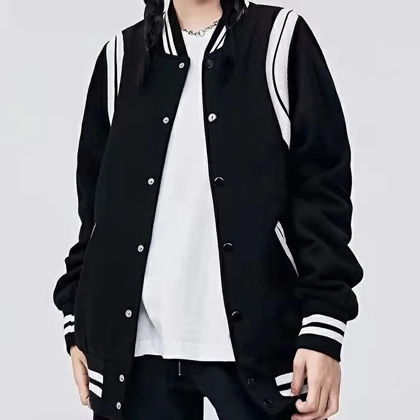 Veste Varsity Noir et Blanc -  noir et blanc - Veste Varsity Noir et Blanc au style vintage
