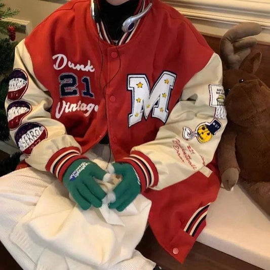 Veste varsity rouge - veste varsity - Veste varsity rouge unisexe pour un style streetwear