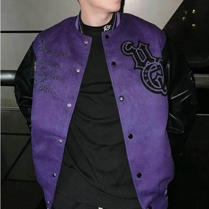 Veste varsity violette - veste varsity - Veste varsity violette unisexe au style vintage