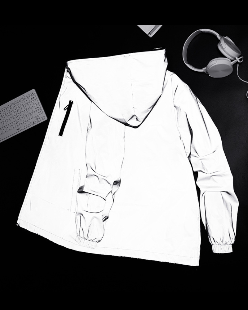 Vêtements Réfléchissants Argentés Rayonnants -  vêtements confortables - Veste Techwear Réfléchissante au Style Urbain