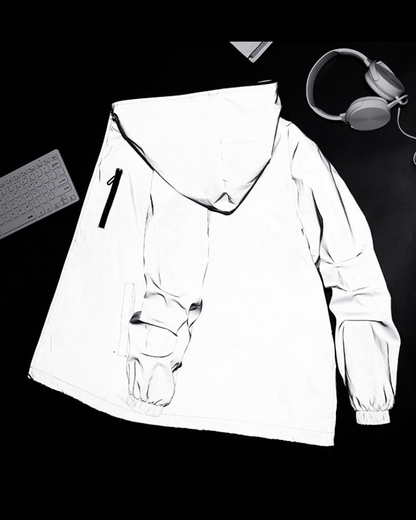 Vêtements Réfléchissants Argentés Rayonnants -  vêtements confortables - Veste Techwear Réfléchissante au Style Urbain