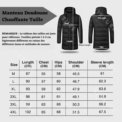 Manteau Doudoune Chauffante noir taille