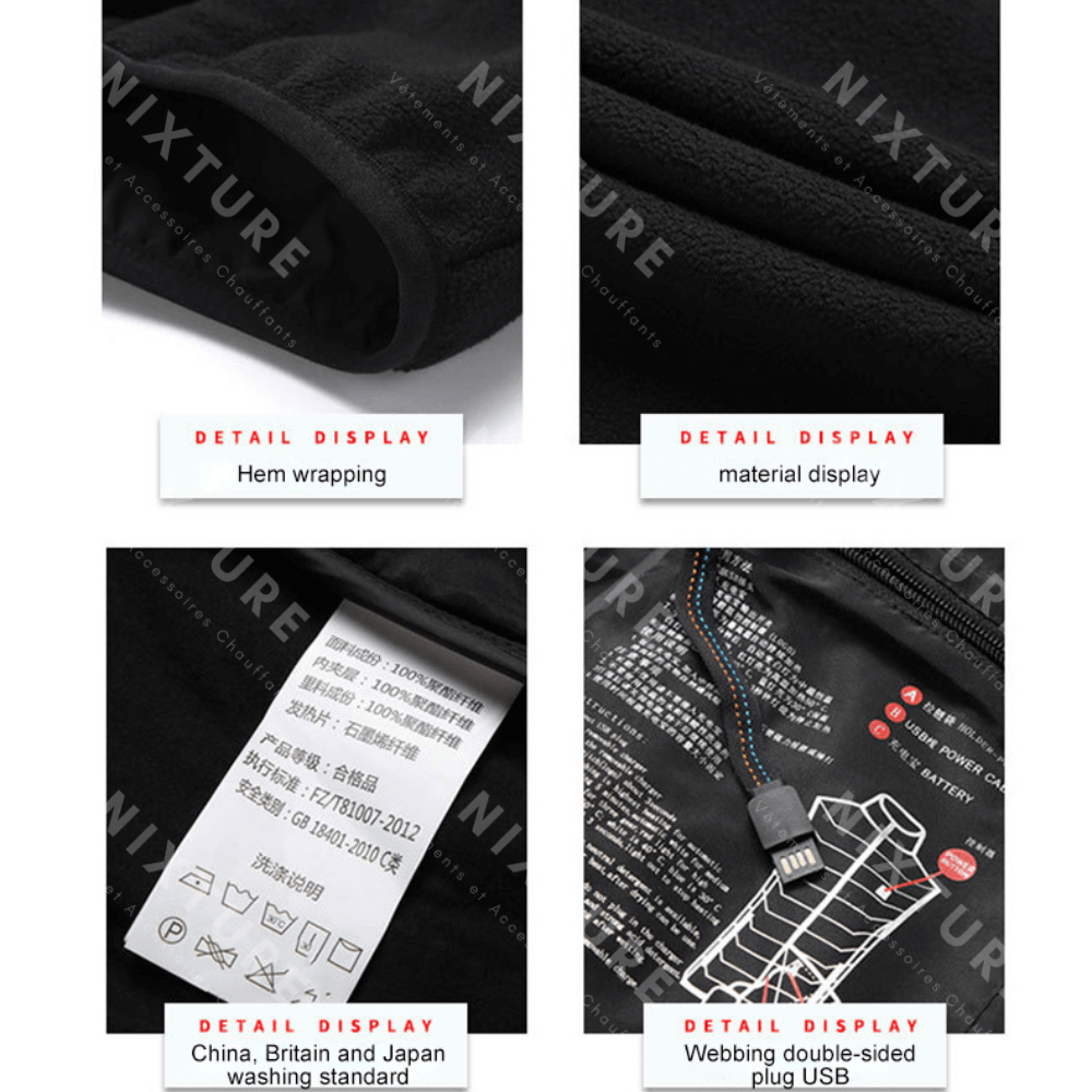 Col Gilet Chauffant - Noir -  vêtement chauffant - Gilet Chauffant Noir : Confort et Élégance pour l'Hiver