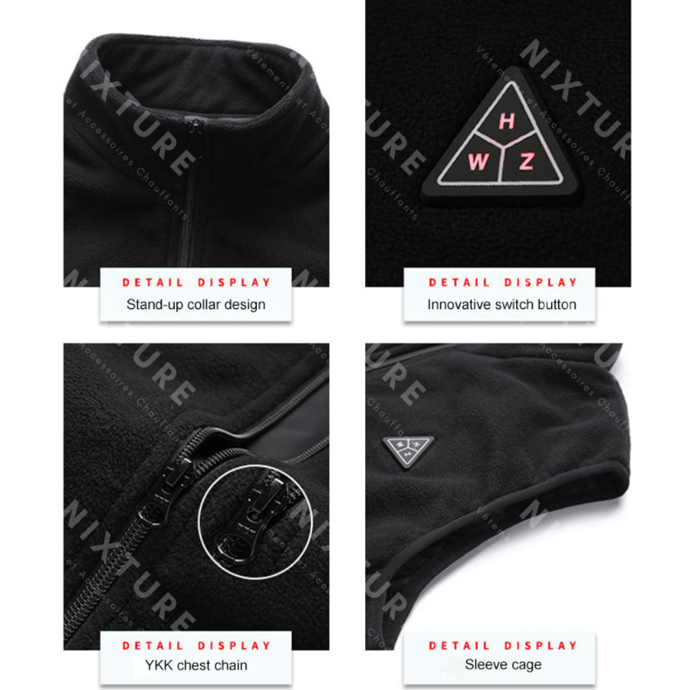 Col Gilet Chauffant - Noir -  vêtement technologie - Gilet Chauffant Noir : Confort et Élégance pour l'Hiver