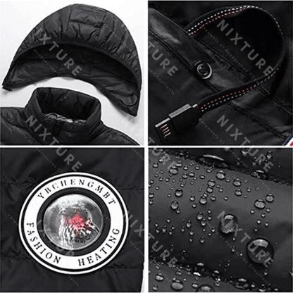 Doudoune Chauffante à Capuche Amovible - Gris -  doudoune élégante - Doudoune Chauffante à Capuche Amovible en Gris