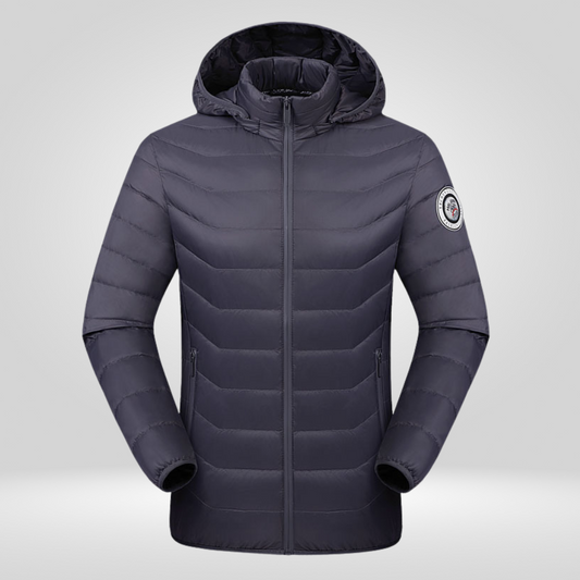 Doudoune Chauffante à Capuche Amovible - Gris - doudoune - Doudoune Chauffante à Capuche Amovible en Gris