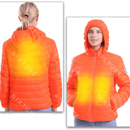 Doudoune Chauffante à Capuche Amovible - Orange -  capuche amovible - Doudoune chauffante orange avec capuche amovible