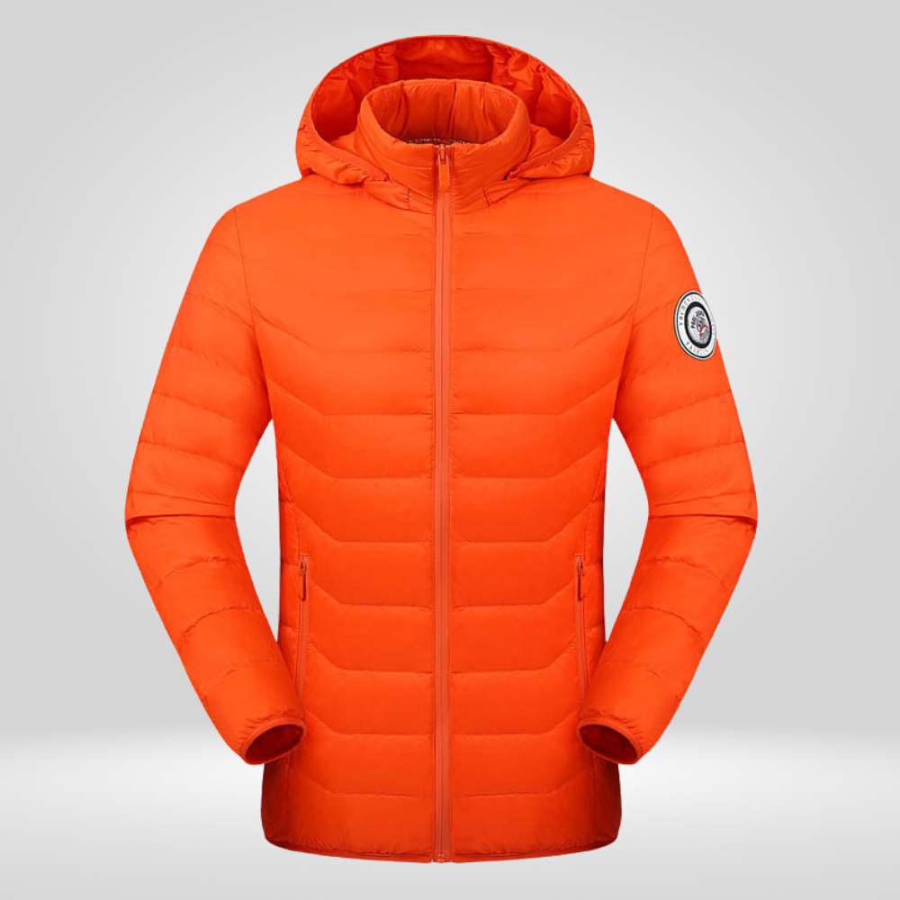 Doudoune Chauffante à Capuche Amovible - Orange - doudoune chauffante - Doudoune chauffante orange avec capuche amovible
